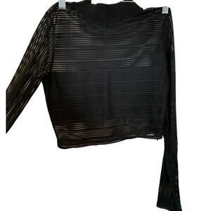 Rehab sheer crop long sleeve top size small Black mock neck
